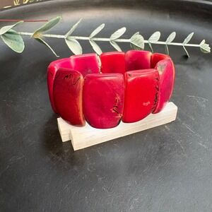 Tagua Nut Bracelet | Fuchsia Chunky Statement | Organic Boho | Sustainable |
